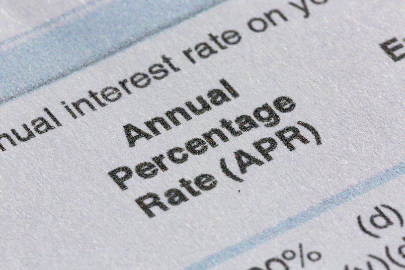 A legal document outlining the APR of a loan