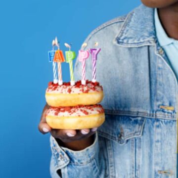 Donuts with birthday candles.