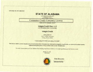 Integra Credit License Alabama