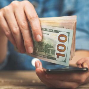 Person considering different loan options.