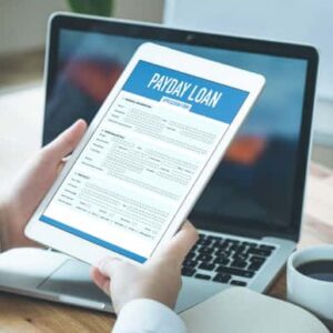 Tablet displaying payday loan options.