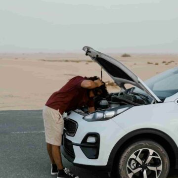 Man having car troubles