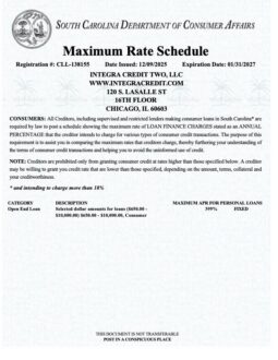 Integra Consumer Affairs License South Carolina 