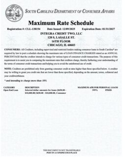 Integra Consumer Affairs License South Carolina 