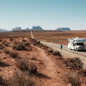 RV driving down the road
